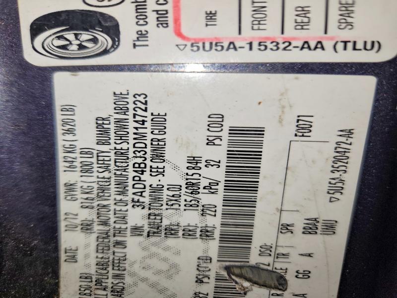 52440276 :رقم المزاد ، 3FADP4BJ3DM147223 vin ، 2013 Ford Fiesta مزاد بيع