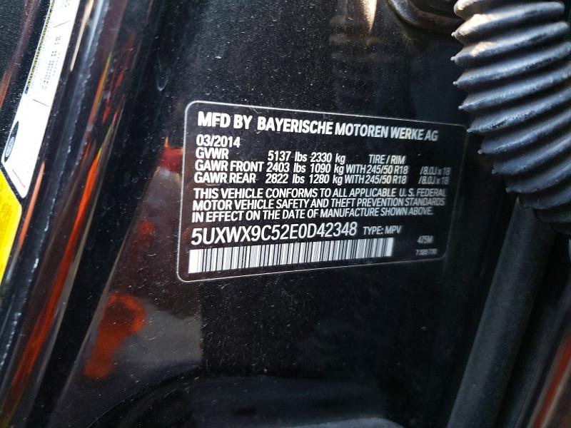51796406 :رقم المزاد ، 5UXWX9C52E0D42348 vin ، 2014 Bmw X3 مزاد بيع