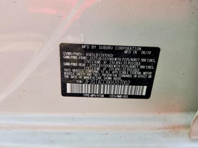 Продажа на аукционе авто 2019 Subaru Crosstrek, vin: JF2GTACC8KH207002, номер лота: 52165976