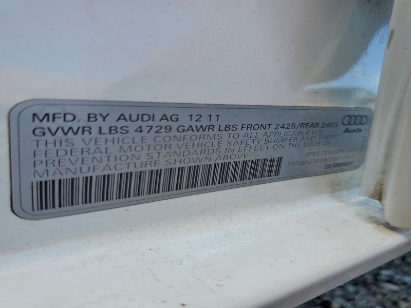 2012 Audi A4 მანქანა იყიდება აუქციონზე, vin: WAUAFAFL8CN017417, აუქციონის ნომერი: 52275336