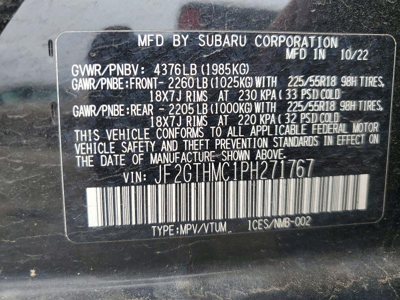 Продажа на аукционе авто 2023 Subaru Crosstrek, vin: JF2GTHMC1PH271767, номер лота: 53330386