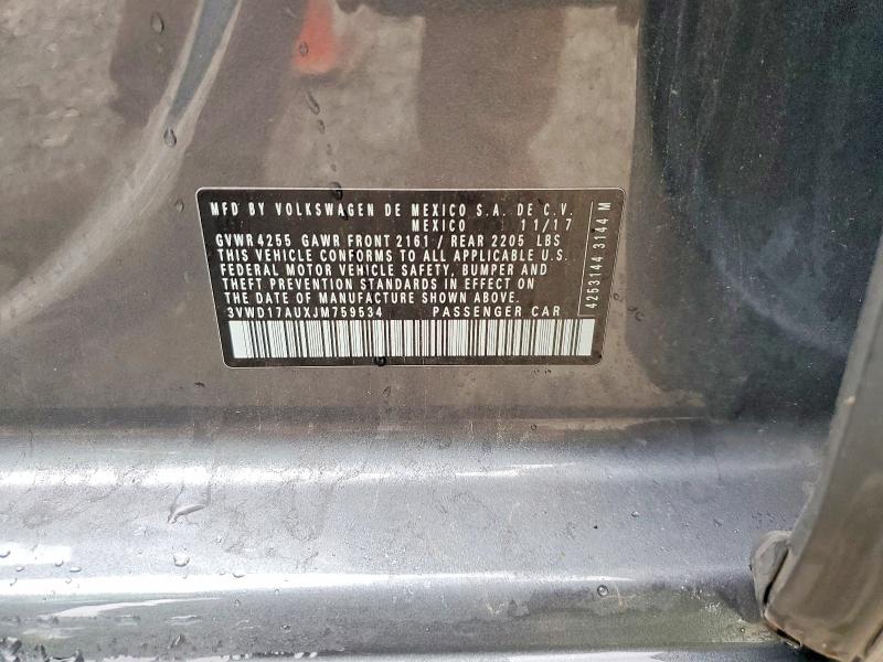 Aukcja sprzedaży 2018 Volkswagen Golf Sportwagen, vin: 3VWD17AUXJM759534, numer aukcji: 53818876