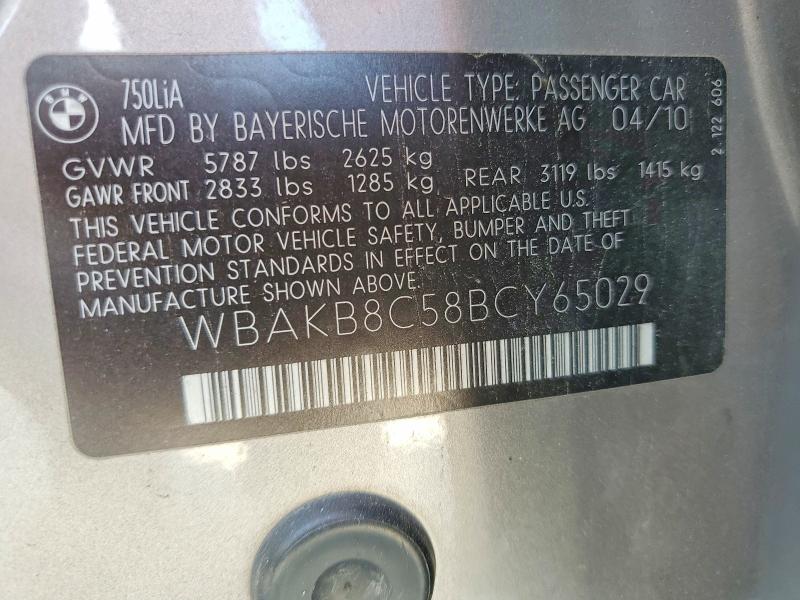 Aukcja sprzedaży 2011 Bmw 750, vin: WBAKB8C58BCY65029, numer aukcji: 54618436