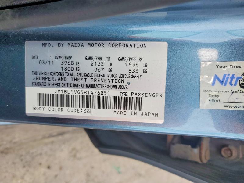 2011 Mazda 3 მანქანა იყიდება აუქციონზე, vin: JM1BL1VG3B1476851, აუქციონის ნომერი: 53618046