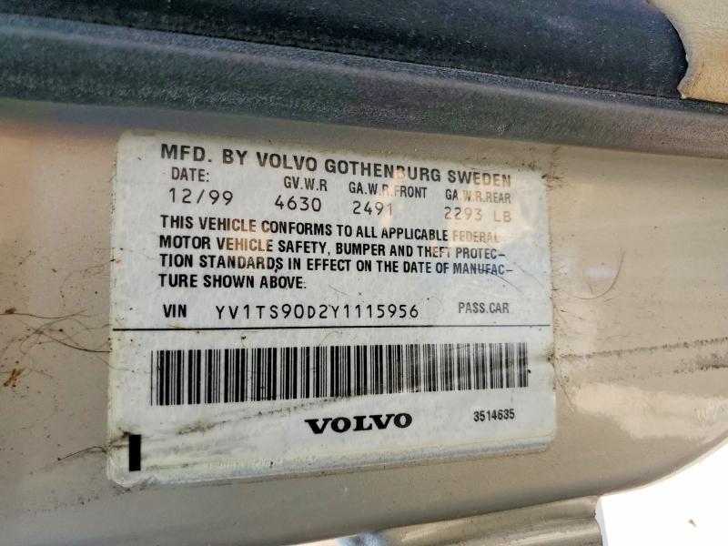 Aukcja sprzedaży 2000 Volvo S80, vin: YV1TS90D2Y1115956, numer aukcji: 54133416