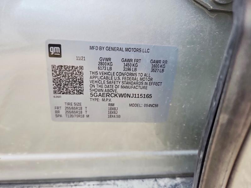 Продаж на аукціоні авто 2022 Buick Enclave, vin: 5GAERCKW0NJ115165, номер лоту: 54046376