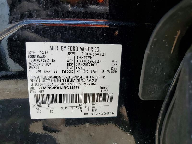 Продажа на аукционе авто 2018 Ford Edge, vin: 2FMPK3K81JBC13578, номер лота: 54951326