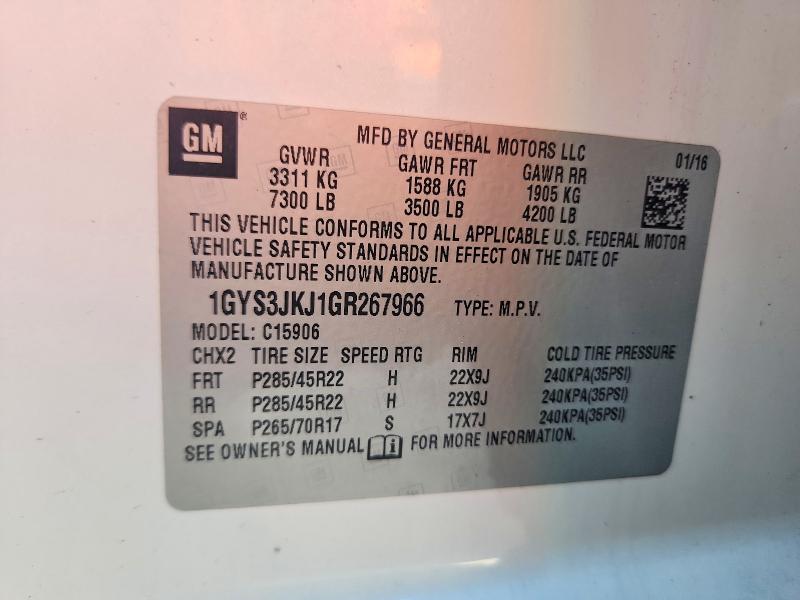 52888646 :رقم المزاد ، 1GYS3JKJ1GR267966 vin ، 2016 Cadillac Escalade مزاد بيع