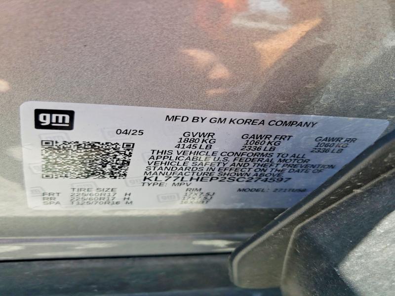 55718216 :رقم المزاد ، KL77LHEP2SC274597 vin ، 2025 Chevrolet Trax مزاد بيع