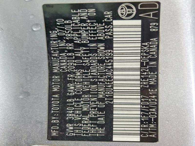 Продажа на аукционе авто 2010 Toyota Corolla, vin: 2T1BU4EE3AC445199, номер лота: 54289836