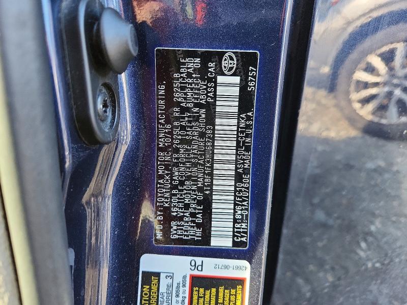 Aukcja sprzedaży 2017 Toyota Camry, vin: 4T1BF1FK3HU687383, numer aukcji: 52362466