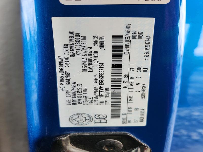 Продаж на аукціоні авто 2019 Ford F150, vin: 1FTFW1E58KFB97194, номер лоту: 52150826