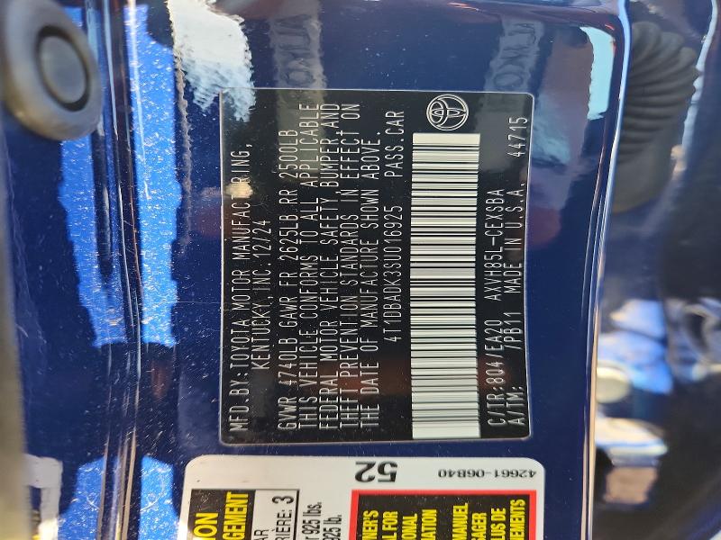 55033406 :رقم المزاد ، 4T1DBADK3SU016925 vin ، 2025 Toyota Camry مزاد بيع