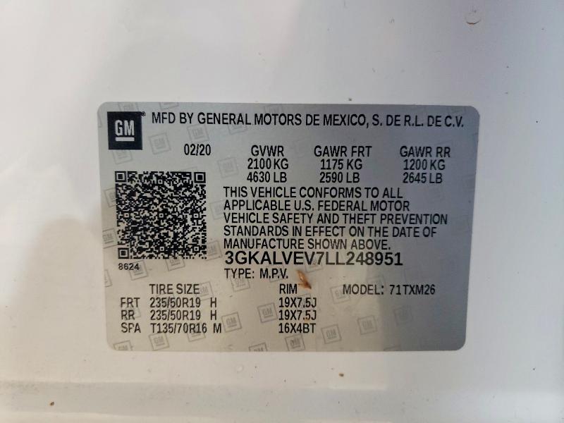 Aukcja sprzedaży 2020 Gmc Terrain, vin: 3GKALVEV7LL248951, numer aukcji: 53665356