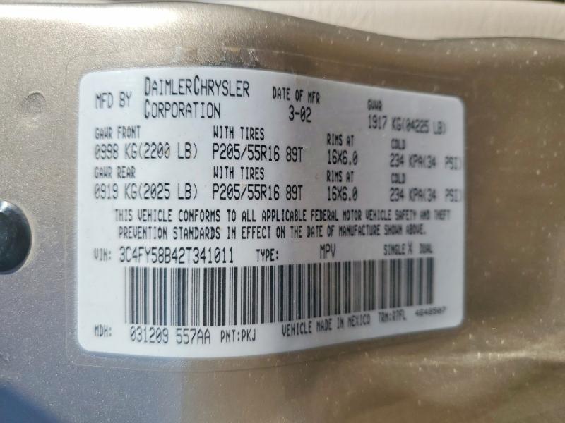 55092596 :رقم المزاد ، 3C4FY58B42T341011 vin ، 2002 Chrysler Pt Cruiser مزاد بيع