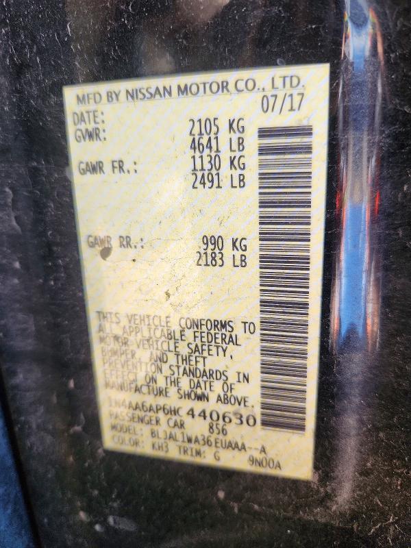 Aukcja sprzedaży 2017 Nissan Maxima, vin: 1N4AA6AP6HC440630, numer aukcji: 53845276