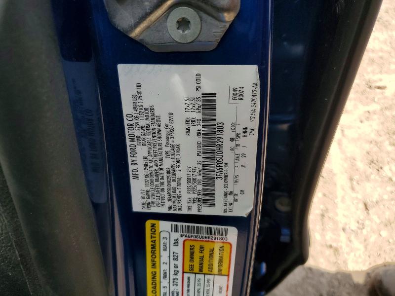 2017 Ford Fusion მანქანა იყიდება აუქციონზე, vin: 3FA6P0SU0HR291803, აუქციონის ნომერი: 52301986