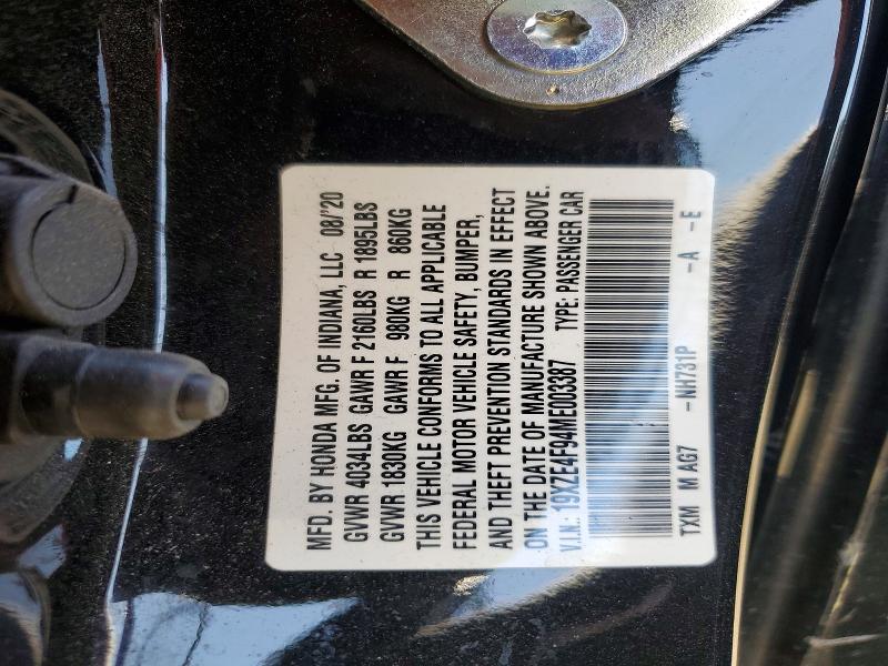 53053326 :رقم المزاد ، 19XZE4F94ME003387 vin ، 2021 Honda Insight مزاد بيع