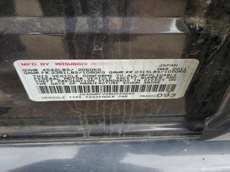 Aukcja sprzedaży 2011 Mitsubishi Lancer, vin: JA32W8FV2BU033293, numer aukcji: 54969196