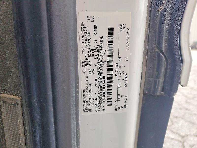 2020 Ford Transit მანქანა იყიდება აუქციონზე, vin: 1FTBR1C83LKA34240, აუქციონის ნომერი: 51917076