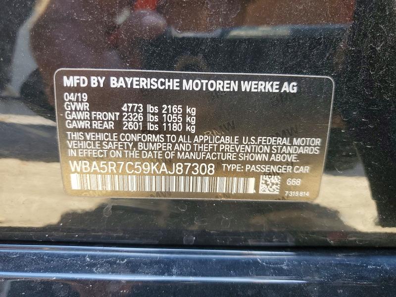54122586 :رقم المزاد ، WBA5R7C59KAJ87308 vin ، 2019 Bmw 330xi مزاد بيع