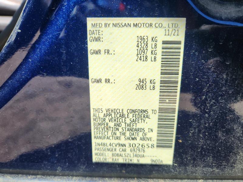 Aukcja sprzedaży 2022 Nissan Altima, vin: 1N4BL4CV9NN302658, numer aukcji: 53009426