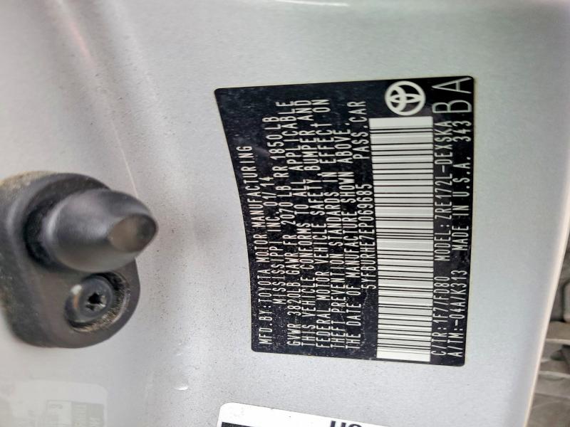 2014 Toyota Corolla მანქანა იყიდება აუქციონზე, vin: 5YFBURHE7EP069685, აუქციონის ნომერი: 53988976