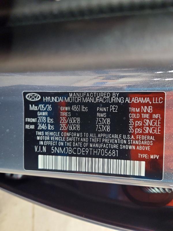 2026 Hyundai Tucson მანქანა იყიდება აუქციონზე, vin: 5NMJBCDE9TH705681, აუქციონის ნომერი: 51915646