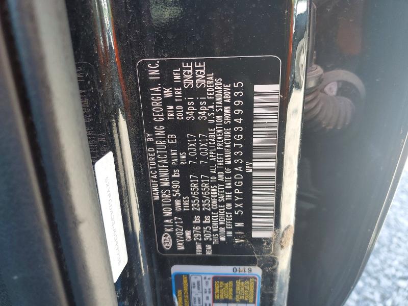 Aukcja sprzedaży 2018 Kia Sorento, vin: 5XYPGDA33JG349935, numer aukcji: 53388316