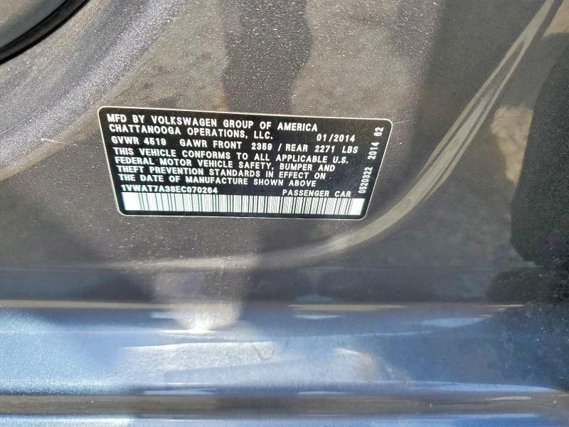 Продажа на аукционе авто 2014 Volkswagen Passat, vin: 1VWAT7A38EC070264, номер лота: 53979716