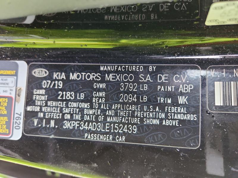 Aukcja sprzedaży 2020 Kia Forte, vin: 3KPF34AD3LE152439, numer aukcji: 52220056