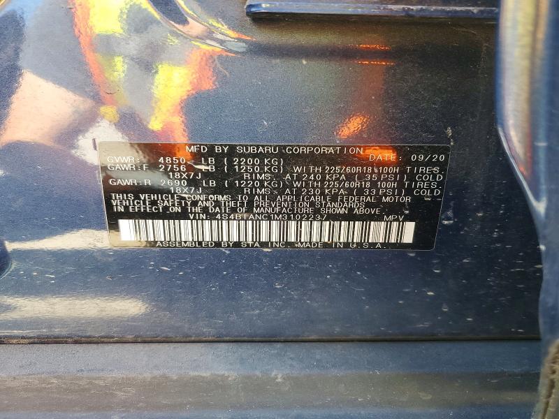 Продажа на аукционе авто 2021 Subaru Outback, vin: 4S4BTANC1M3102237, номер лота: 52350276