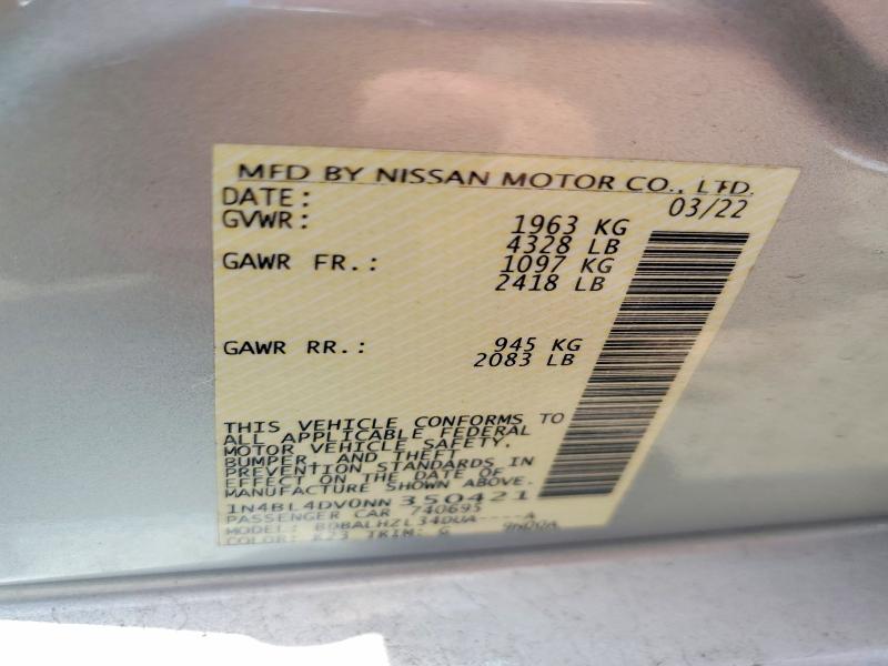 54227686 :رقم المزاد ، 1N4BL4DV0NN350421 vin ، 2022 Nissan Altima مزاد بيع