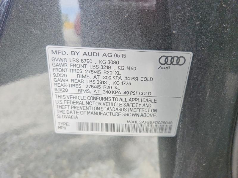 2015 Audi Q7 მანქანა იყიდება აუქციონზე, vin: WA1LGAFE5FD028048, აუქციონის ნომერი: 52371476