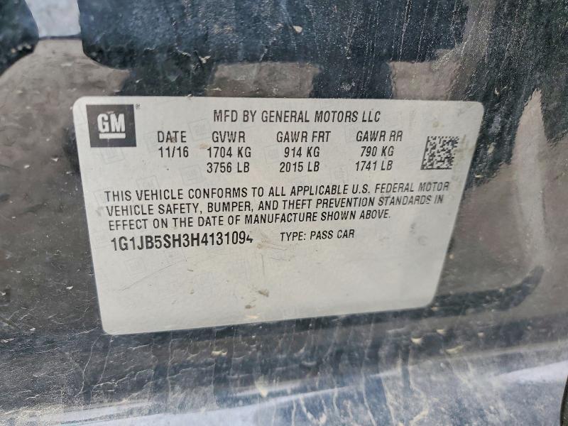 54697466 :رقم المزاد ، 1G1JB5SH3H4131094 vin ، 2017 Chevrolet Sonic مزاد بيع