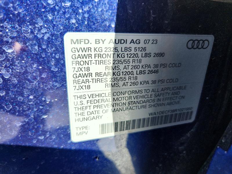 Продажа на аукционе авто 2024 Audi Q3, vin: WA1DECF38R1021850, номер лота: 54515976