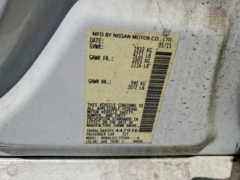 Продаж на аукціоні авто 2015 Nissan Altima, vin: 1N4AL3AP2FC447936, номер лоту: 52297726