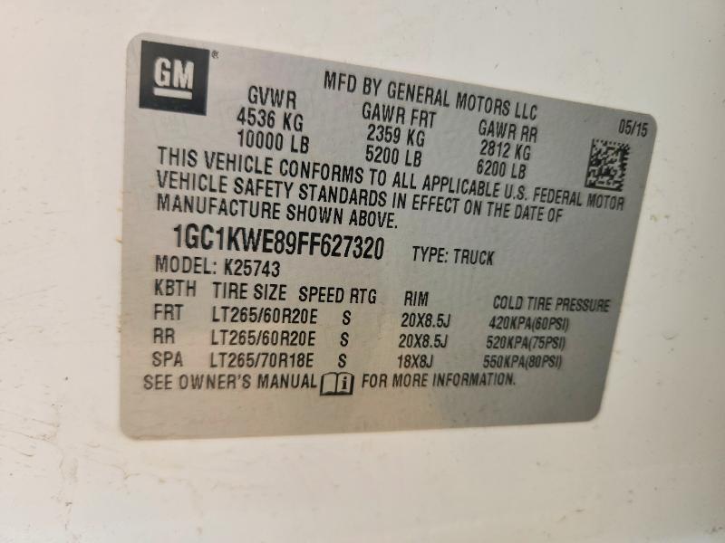 Продаж на аукціоні авто 2015 Chevrolet Silverado, vin: 1GC1KWE89FF627320, номер лоту: 51842246