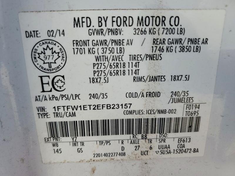 52690966 :رقم المزاد ، 1FTFW1ET2EFB23157 vin ، 2014 Ford F150 مزاد بيع