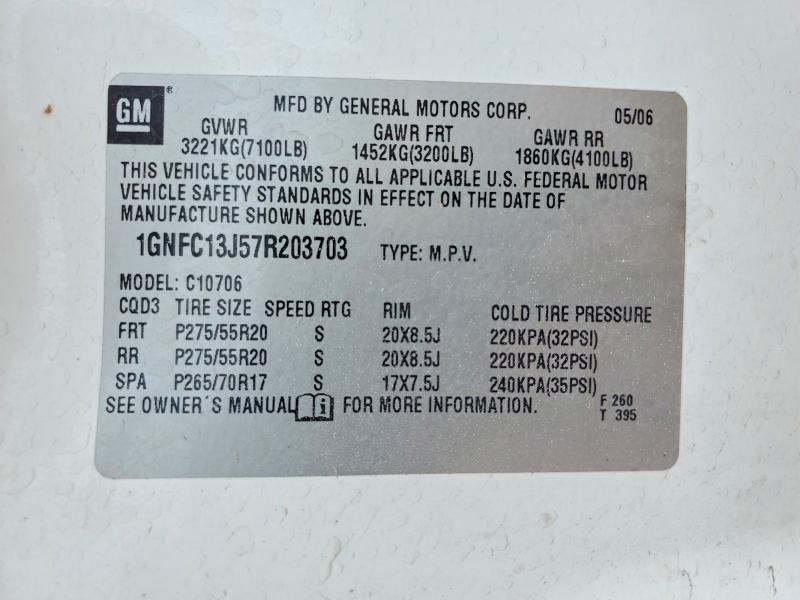 53031946 :رقم المزاد ، 1GNFC13J57R203703 vin ، 2007 Chevrolet Tahoe مزاد بيع