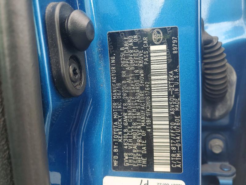 Продаж на аукціоні авто 2017 Toyota Camry, vin: 4T1BF1FK3HU617642, номер лоту: 54697596