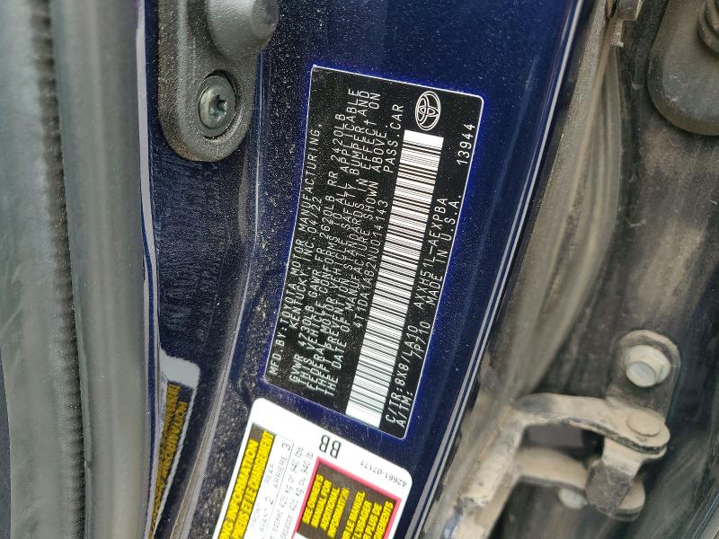 54328446 :رقم المزاد ، 4T1DA1AB2NU014143 vin ، 2022 Toyota Avalon مزاد بيع