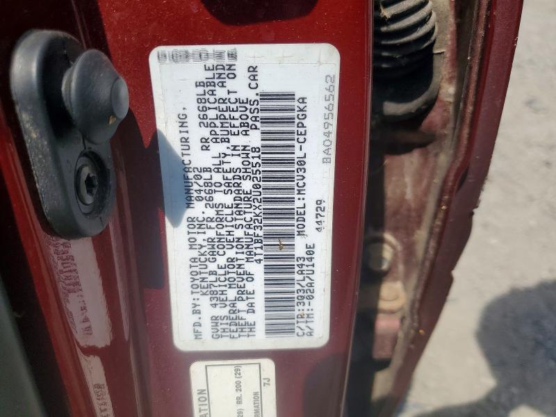 Продаж на аукціоні авто 2002 Toyota Camry, vin: 4T1BF32KX2U025518, номер лоту: 54409046