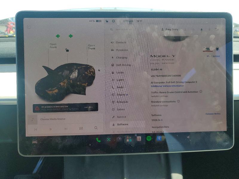2022 Tesla Model Y მანქანა იყიდება აუქციონზე, vin: 7SAYGDEE3NF340698, აუქციონის ნომერი: 55459416