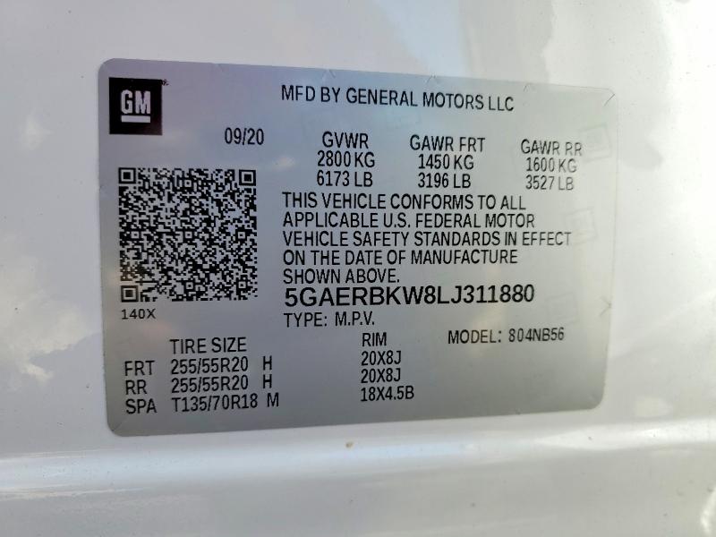 Aukcja sprzedaży 2020 Buick Enclave, vin: 5GAERBKW8LJ311880, numer aukcji: 52925086