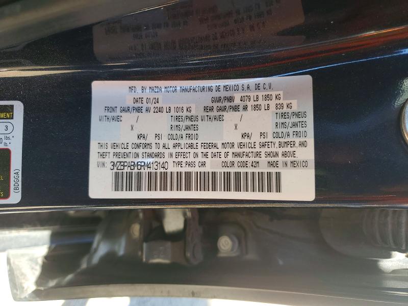 Aukcja sprzedaży 2024 Mazda 3, vin: 3MZBPABM6RM413140, numer aukcji: 53282286