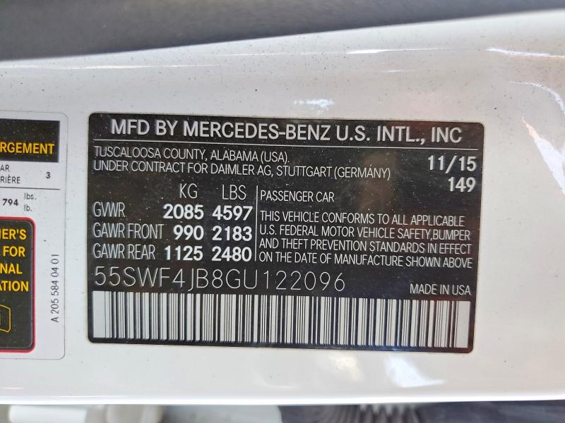 Aukcja sprzedaży 2016 Mercedes-benz C, vin: 55SWF4JB8GU122096, numer aukcji: 52526766