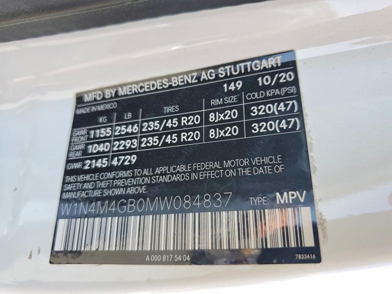 Aukcja sprzedaży 2021 Mercedes-benz Glb, vin: W1N4M4GB0MW084837, numer aukcji: 50466256