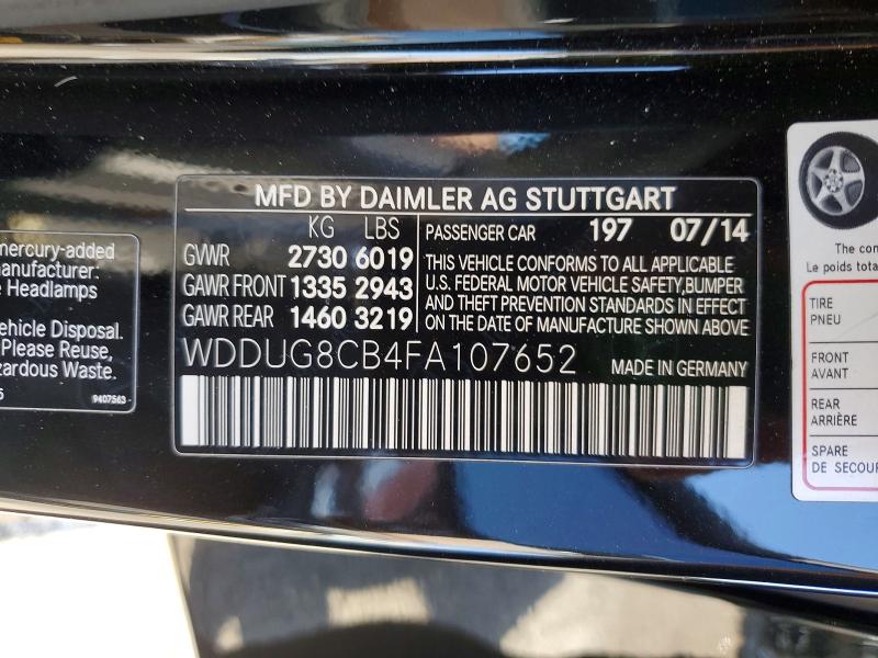 53835786 :رقم المزاد ، WDDUG8CB4FA107652 vin ، 2015 Mercedes-benz S مزاد بيع