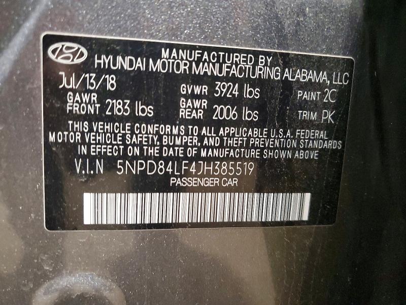 Продаж на аукціоні авто 2018 Hyundai Elantra, vin: 5NPD84LF4JH385519, номер лоту: 53166176